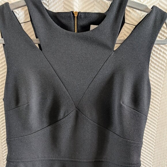 Calvin Klein Black Sheath Dress Cutout Shoulders Size 6 Gold Back Zipper LBD - Picture 7 of 12